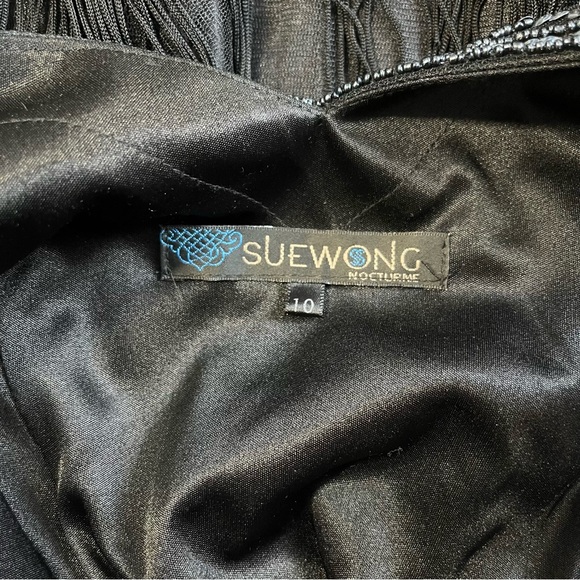 SUE WONG NOCTURNE ✨VINTAGE Y2K✨ | Black and Silver Beaded Flapper Dress Size 10 - Picture 9 of 9